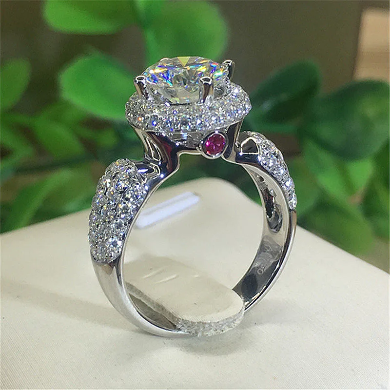 Цельный 18K Белый Золотой 1ct 6 5 мм Круглый Свадебный Набор для помолвки набор с