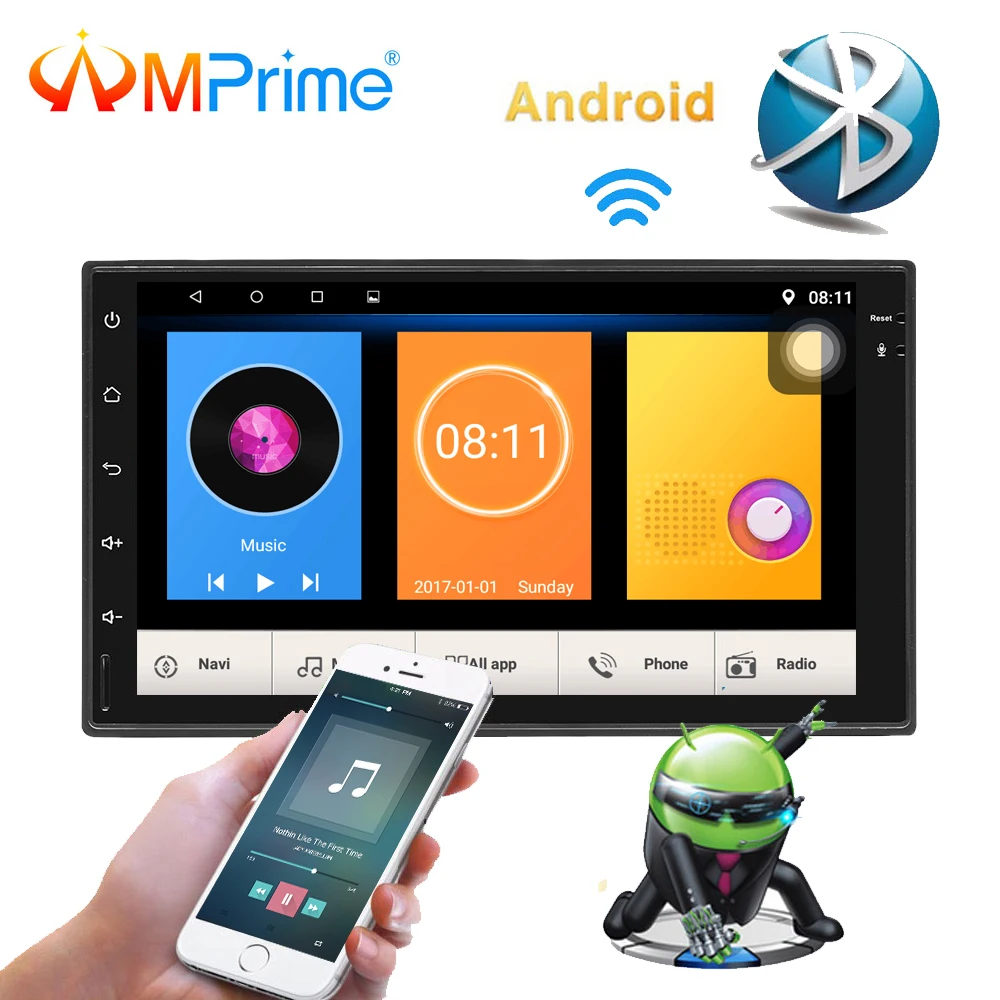 AMPrime Android 7 ''Авто Радио 2 Дин мультимедийный плеер gps навигации Сенсорный экран