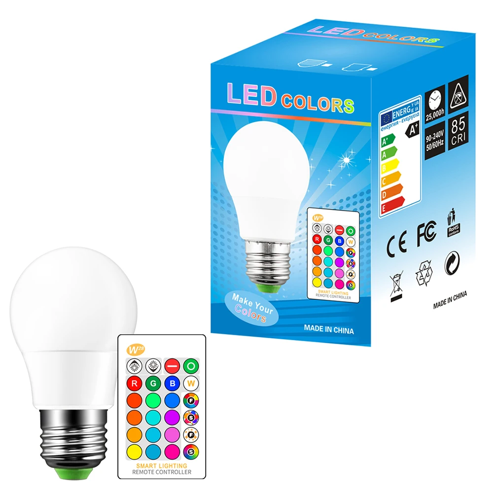 Светодиодная RGB лампа E27 85 265 в 12 В светодиодная 10 Вт волшебное праздничное
