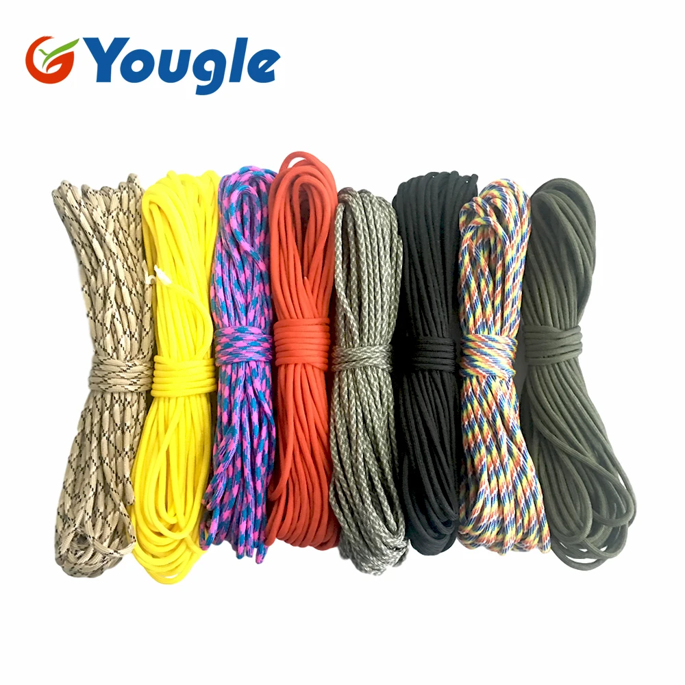 10 Pcs/Lot 550 Paracord Parachute Cord Lanyard Rope Mil Spec 7 Strand 100ft outdoor tools Binding rope Clothes line 113 colors