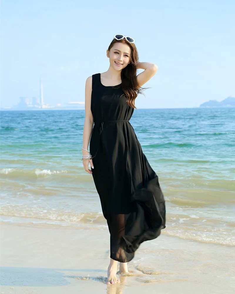 1 Х Женщин Рукавов Boho Чешские Шифон Летний Пляж Длиной Макси Платье H1052 | Женская