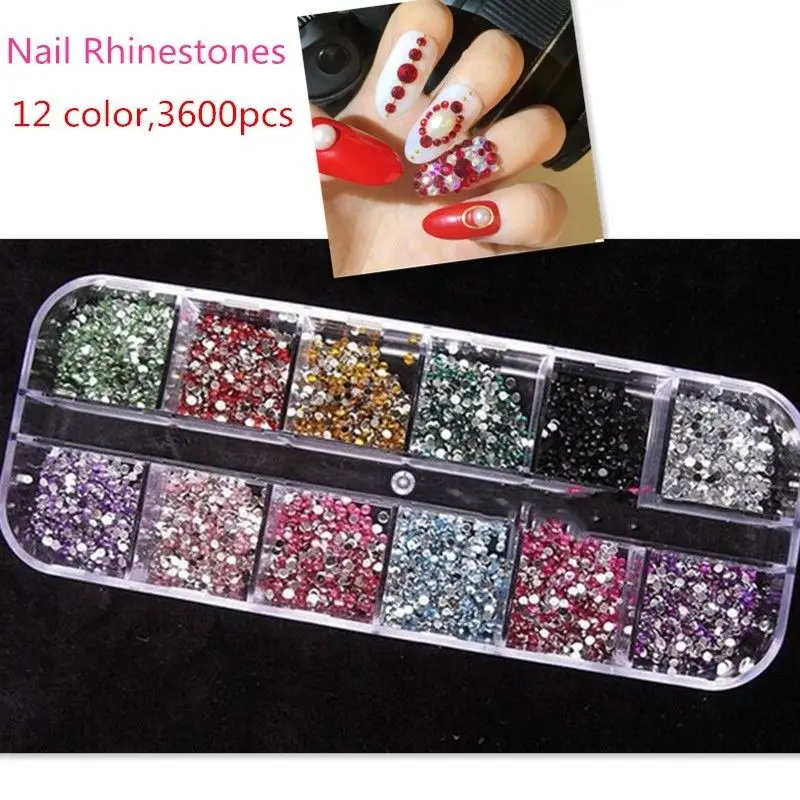 1 коробка мульти размер/цвет стеклянные стразы для ногтей смешанные цвета