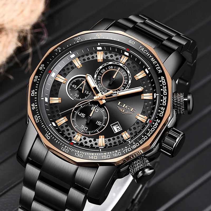 Relojes Новинка 2018 года LIGE модные для мужчин s часы Элитный бренд Бизнес Кварцевые