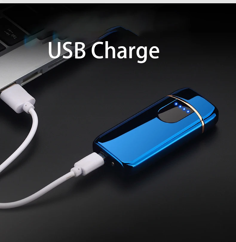 Двойная дуга Usb зарядка Зажигалка плазменная отпечатков пальцев ветрозащитная
