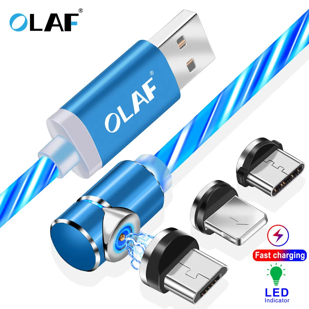 Магнитный кабель OLAF Dazzle Lighting для Iphone 7 X SR XS Max redmi note зарядка с разъемом Micro USB Type-C