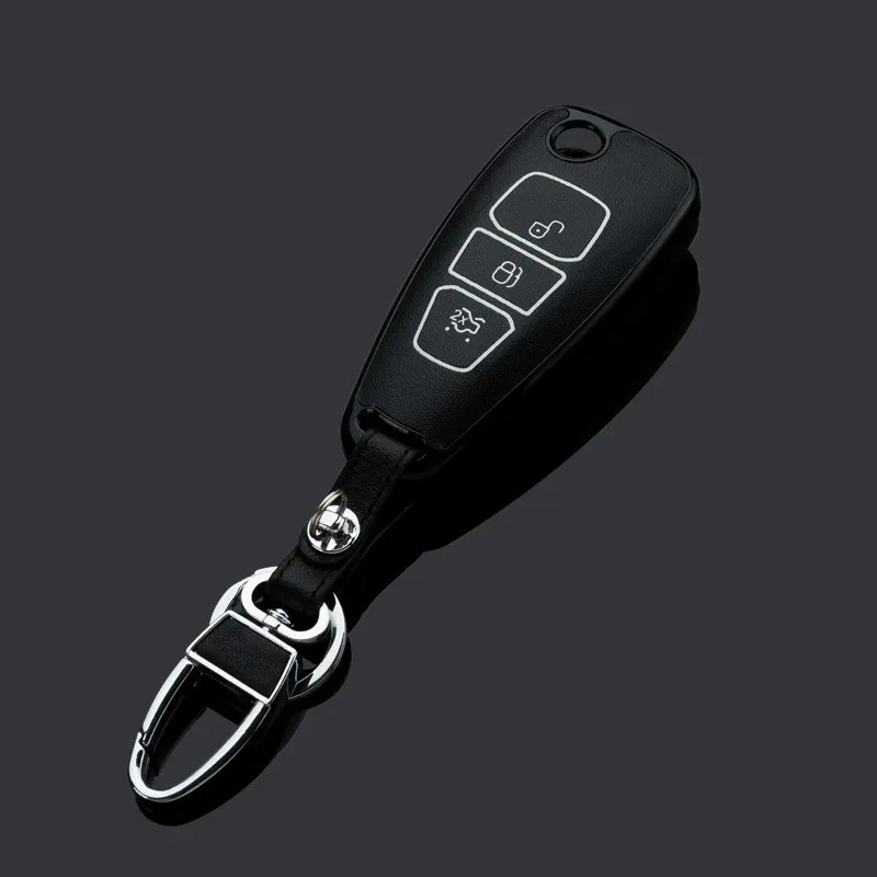 Black Peacekey ключи крышка держатель чехол для ключ для Ford Mondeo кольца автомобильный чехол для ключей для Ford Focus Ecoboost для Fiesta Ecosport Mondeo - Название цвета: Black