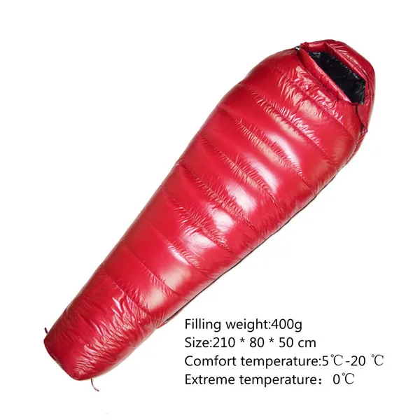 red black 400g Winter Sleeping Bag Duck Down Filled 400g 600g 800g 1000g Ultralight Tent Sleeping Bag For Outdoor Camping Kiking Backpacking - Цвет: red black 400g
