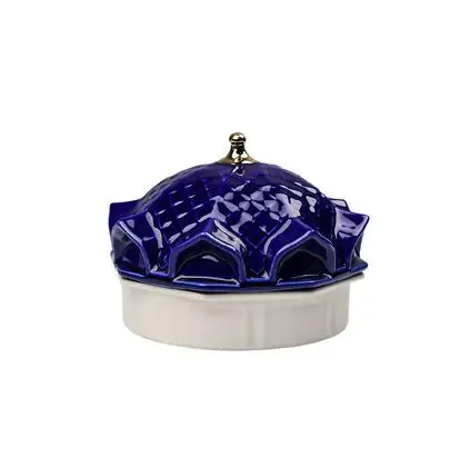 Deep Blue C Spain lladr Design Candelabra Ceramic Candle Holder Storage Tank Home Decorative Cup Jewerlly Box Roof Pagoda Cafts - Цвет: Deep Blue C