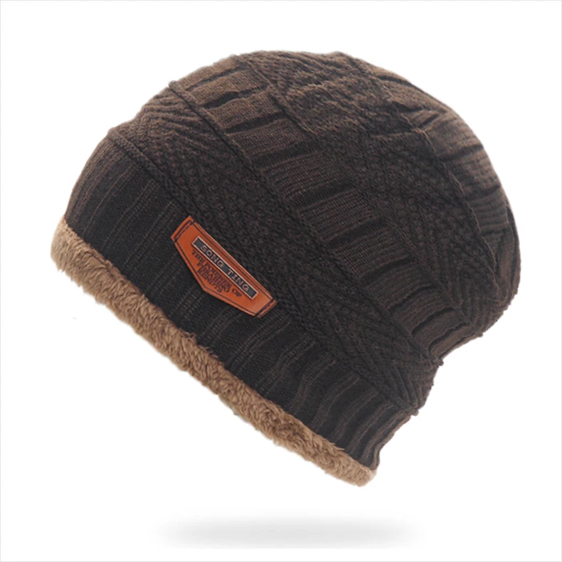 Модная шапка Gorros головные уборы для мужчин и женщин Толстая зимняя шапка мужская вязаная шапка теплая Skullies& Beanies с бархатом