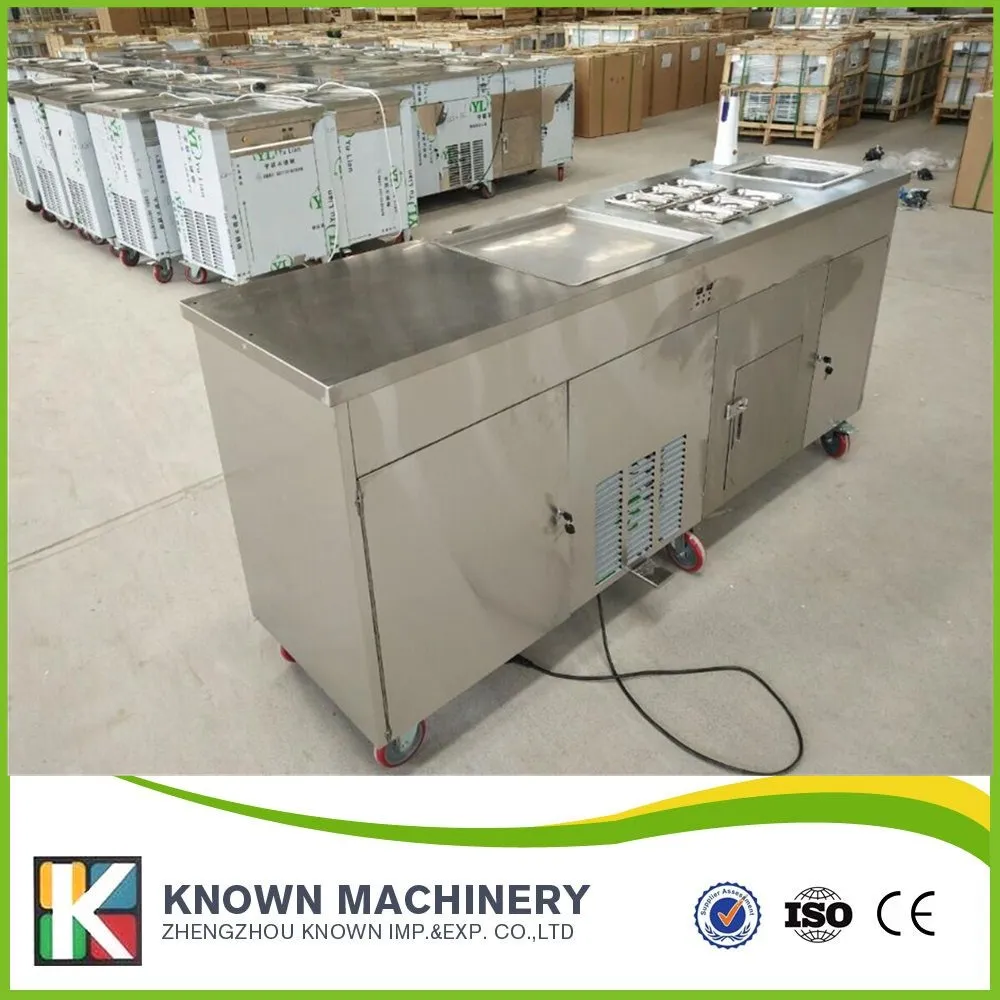 Квадратная сковорода + 6 резервуаров машина для жареной мороженого на заказ с