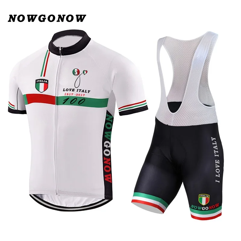 Jersey BIB set OEM Для мужчин Велосипеды Джерси Белый комплект Италия мультфильм одежда спортивная одежда дорога MTB Майо nowgonow гель Pad Биб шорты в 2-х стилях - Цвет: Jersey BIB set