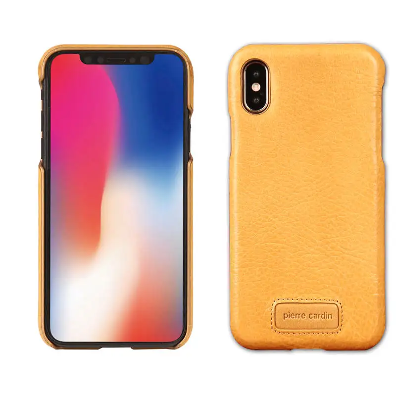 Yellow Pierre Cardin Роскошный ультра тонкий чехол из натуральной кожи для Apple iPhone XR/XS MAX чехол для телефона жесткий чехол - Цвет: Yellow