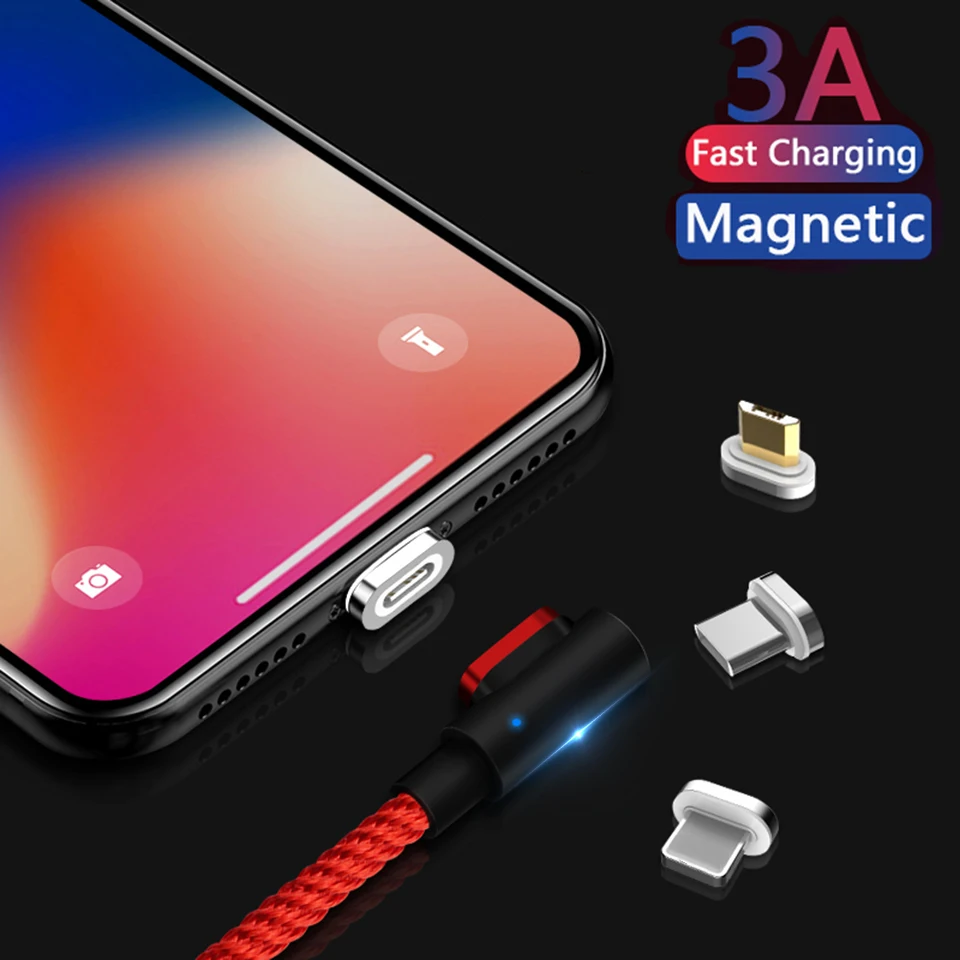 90 градусов Магнитный Micro Usb зарядный провод шнур для игр Usbc Магнитный кабель для huawei P30 P20 Pro Xiaomi Redmi 8 8A Tipo C