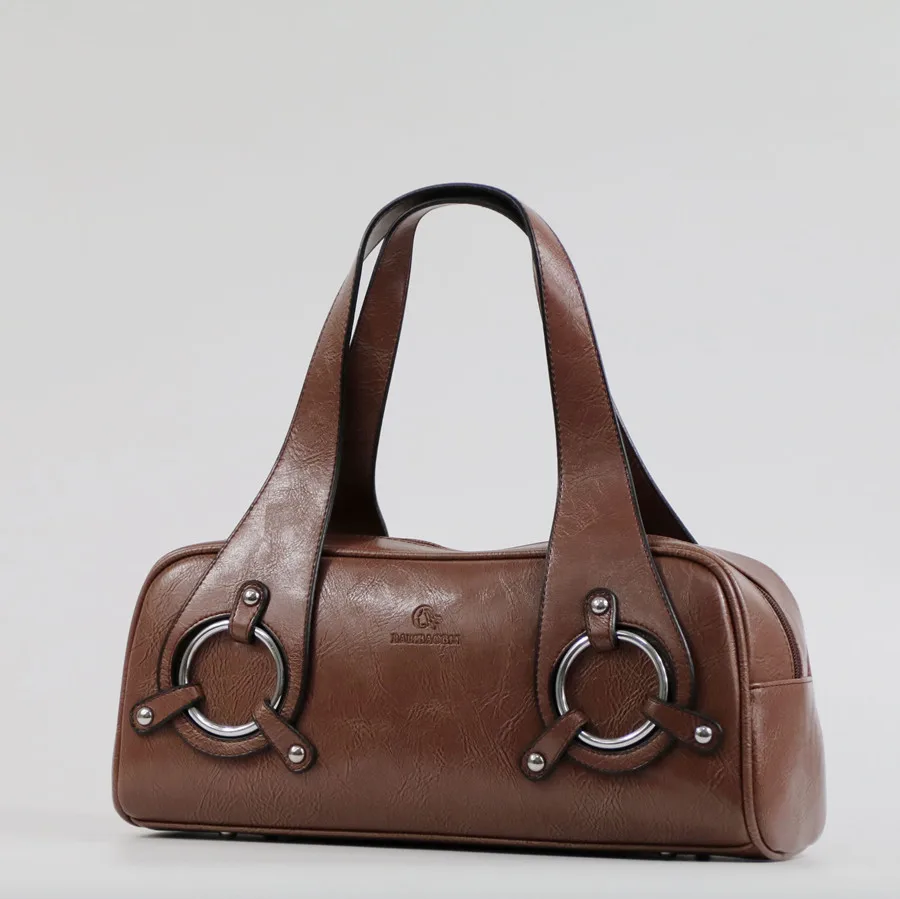 Женская кожаная сумка модная подушка в стиле ретро дизайнерская сумка Boston Tote сумка женская сумка на плечо гарантированное качество 11301 - Цвет: Brown