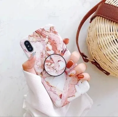 Marble Flexible Stand Holder Case For iPhone 7 X 6 6S 8 Plus Cover XS MAX XR 8Plus 7Plus Coque Fundas |