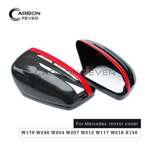 Пара крышки зеркала из углеродного волокна подходит для Mrcedes A B C E CLA CLS GLA класс W176 W246 W204 W205 W207 W202 W213 W117 W218 X156 - Цвет: Red painting