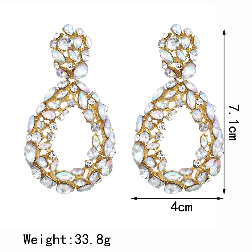 Винтаж Металл себе серьги для женщин Новинка 2019 года Розовый Синий Кристалл Мода