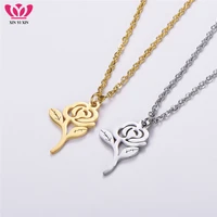 simple stainless steel gold rose necklace for women cute fashion flower choker necklace valentines day gift wedding jewelry new
