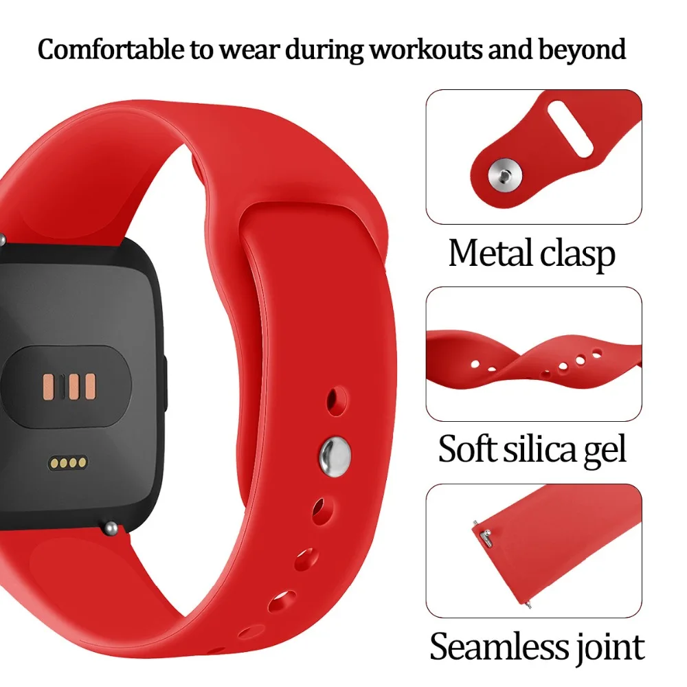 Мягкий силиконовый ремешок для часов для Fitbit Versa Ремешок Браслет обратная Пряжка заменить Браслет для Fitbit Versa аксессуары S L