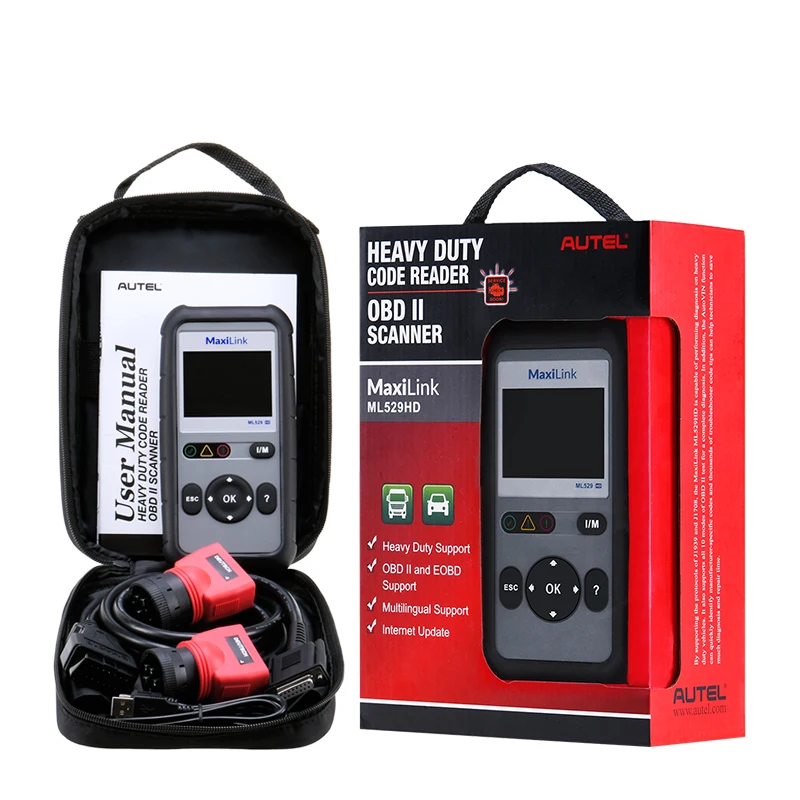 Autel ML529HD диагностический инструмент OBD2 EOBD Автомобильный сканер Автосканер J1939 J1708