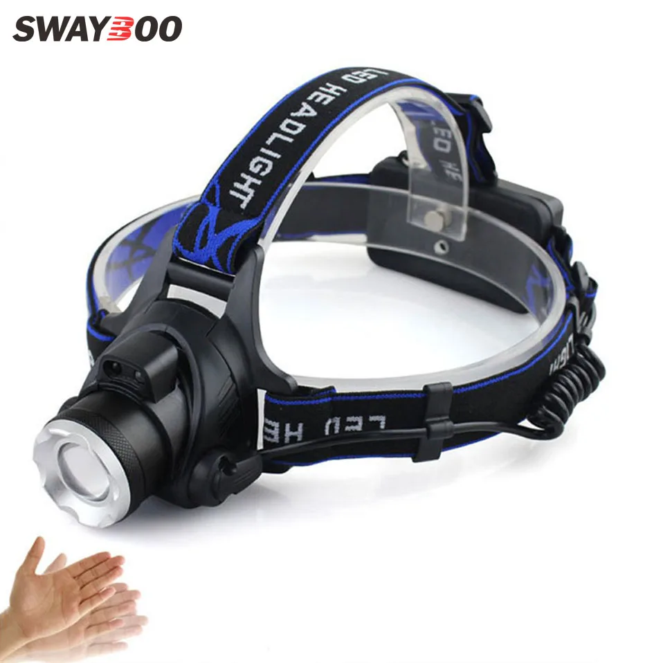Super bright T6 charging induction flashlight waterproof glare telescopic zoom head searchlight outdoor fishing Headlamp | Лампы и