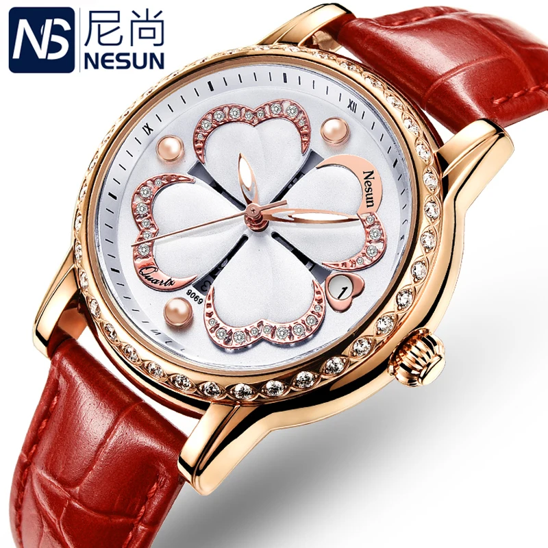 Switzerland Nesun женские часы люксовый бренд кварцевые жемчужные Часы Relogio Feminino с