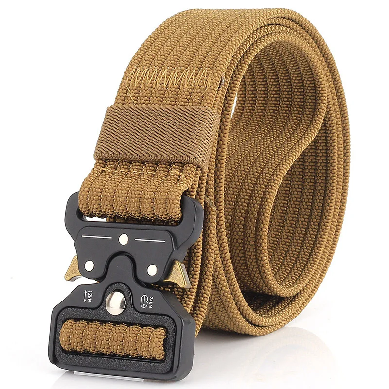 Brown Belt 16 видов, модный Тактический тканевый ремень, многофункциональный тренировочный ремень, нейлоновый армейский ремень для фанатов, мужской ремень с двойной пряжкой, длинный ремень Кобра, подарок - Цвет: Brown Belt