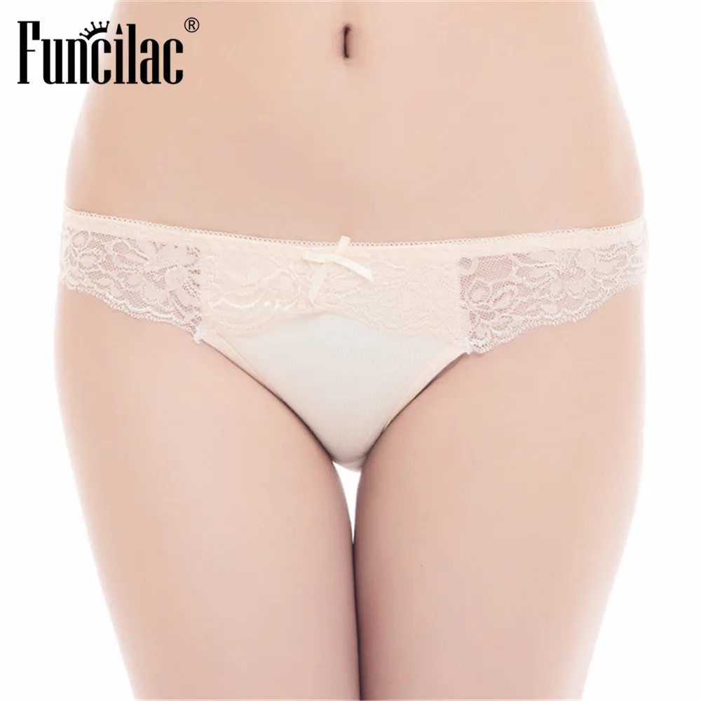 FUNCILAC Нижнее белье женские хлопковые бесшовные трусики кружевные сексуальные