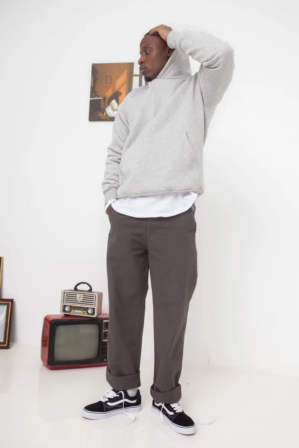 Толстовка мужская из плотного флиса большого размера в стиле хип хоп Осень