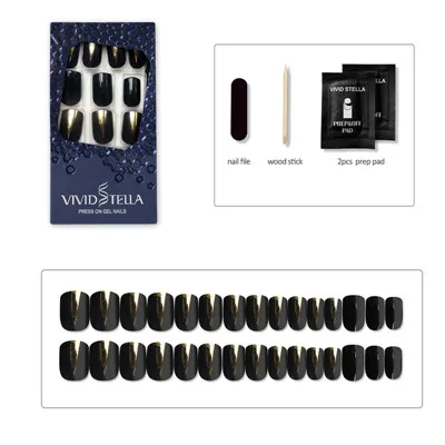 10 Design Pre-glued False Nails in Box Press on Soft Metallic Fake Nail Tips Rock Artificial ABS DIY Nail Art - Цвет: Слоновая кость