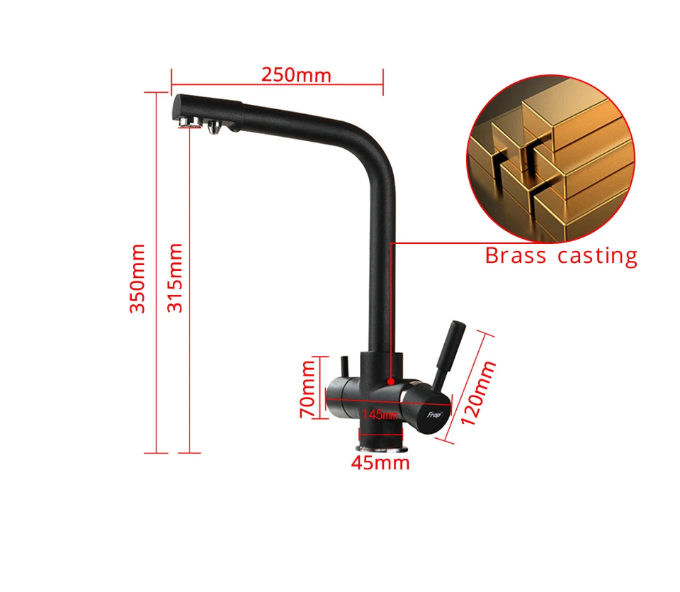 FRAP Kitchen Faucet 5 color brass kichen sink faucet water mixer taps with filtered water mixer cold and hot water tapware
