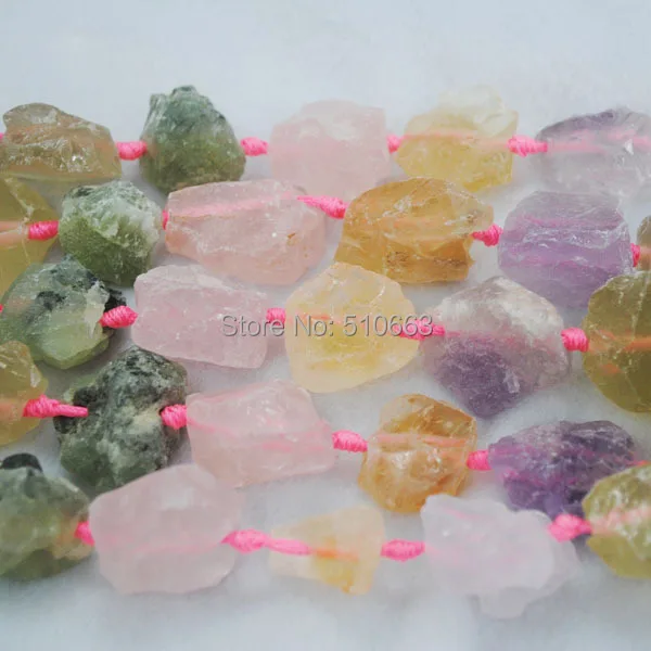 

15.5" Length/1 String, Nature Rough Amethystt,Citrinee,Rosee Quartz,Luxury Necklace,Christmas Gift,Size: 30-40mm