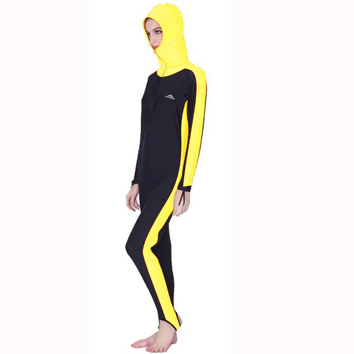 Women Yellow SBART UPF 50+ лайкра цельный Рашгард С Капюшоном Водолазный костюм анти УФ с длинным рукавом Купальники для серфинга костюм для мужчин и женщин Защита от солнца - Цвет: Women Yellow