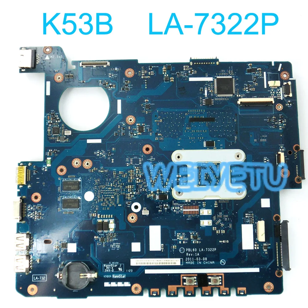 K53B материнская плата HD6470 для ASUS X53B K53BY K53BR X53BY ноутбука 100% тестирование работает