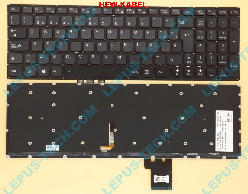 Оригинальная испанская клавиатура SP для LENOVO Y50 70 U530 с красной подсветкой|lenovo y50-70