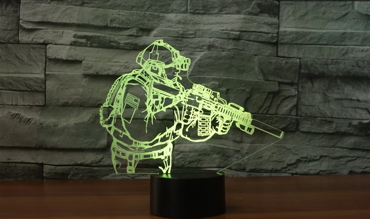 Солдаты пистолет 7 цветов изменения 3D светодиодный Ночной светильник сенсорный