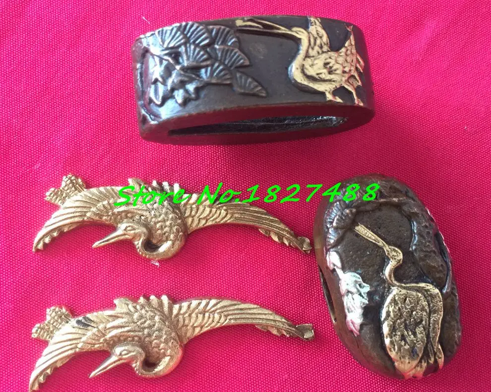 Японский полноразмерный меч журавль TSUBA FUCHI Кашира менуки красивая медная катана