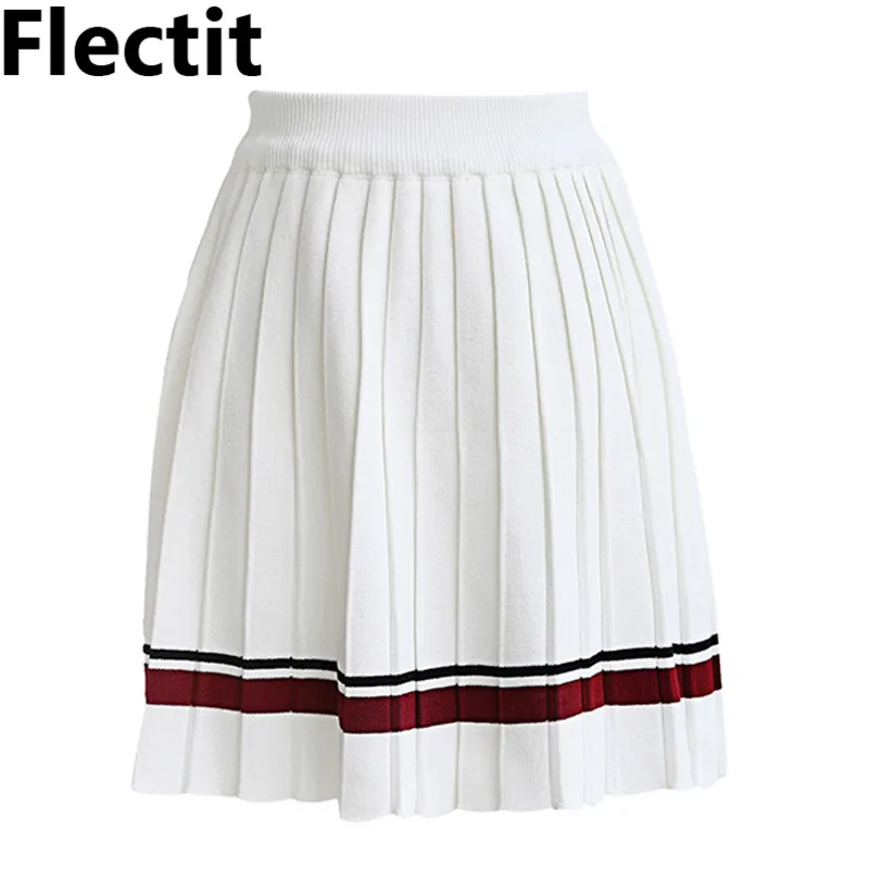 Женская трикотажная Мини юбка Flectit удобная хлопковая короткая в полоску с