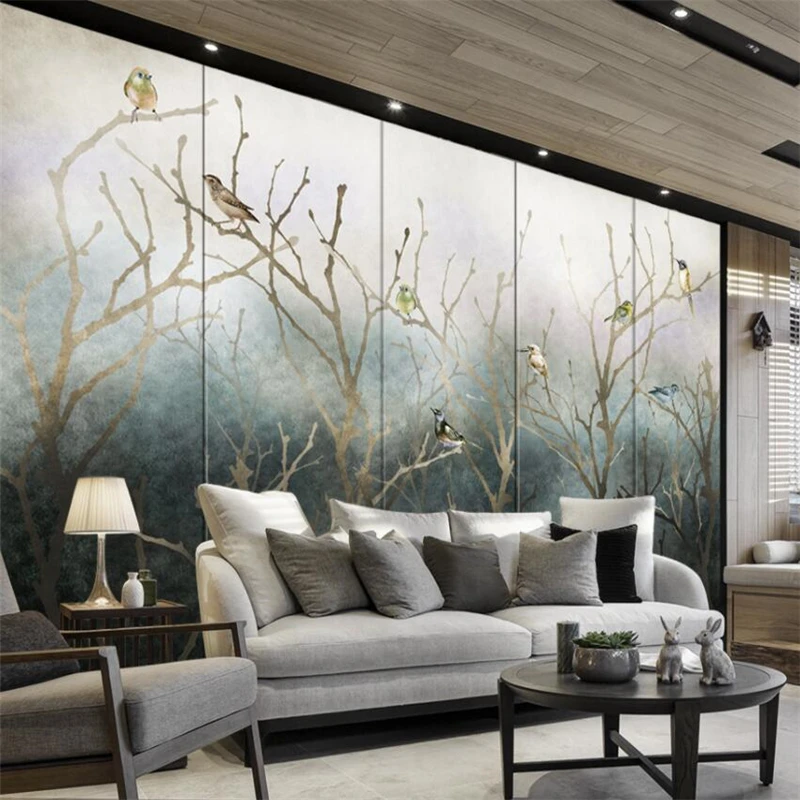 wellyu Chinese art creative flower forest TV background wall painting custom large mural green wallpaper papel de parede | Обустройство