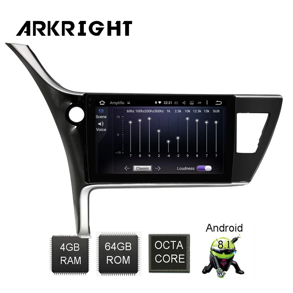 ARKRIGHT 10 1 ''Android 8 автомобильное радио GPS стерео для Toyota Corolla 2017 2018 IPS экран