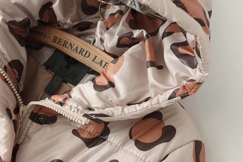 2017 Зимняя Мода Леопарда Женщин Куртка Молнии Мягкий Дамы короткий Тонкий