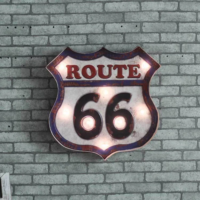 Американский Route 66 светодиодный неоновая лампа винтажные металлические жестяные