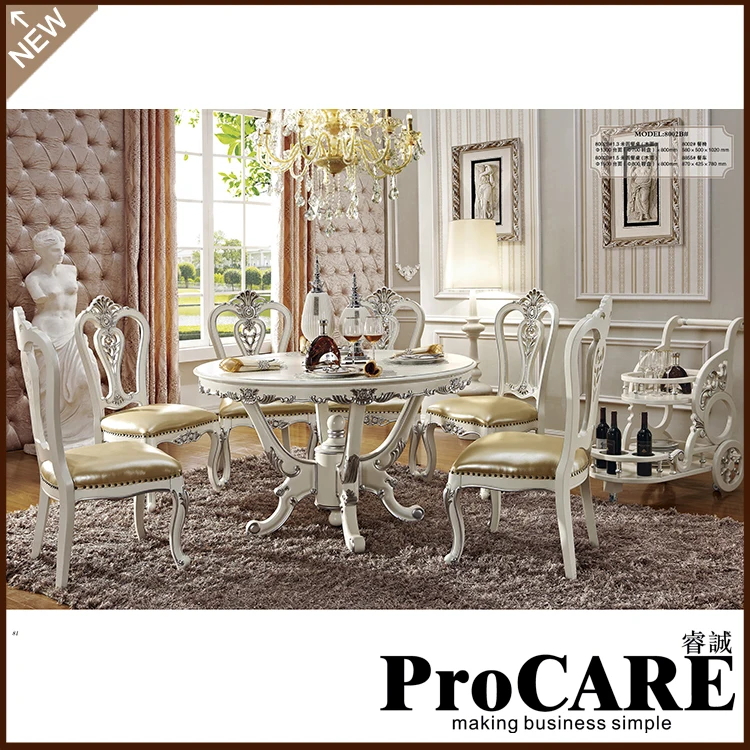 Натуральный твердый Деревянная мебель комплект один стол шесть стульев резьба