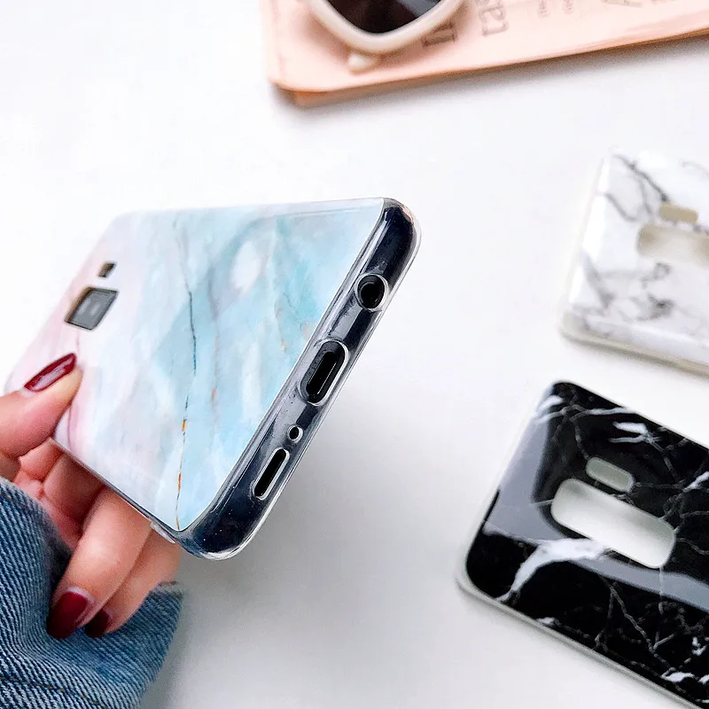 Блестящая сторона мрамора полная упаковка очень мягкая и ультратонкая для Samsung S7