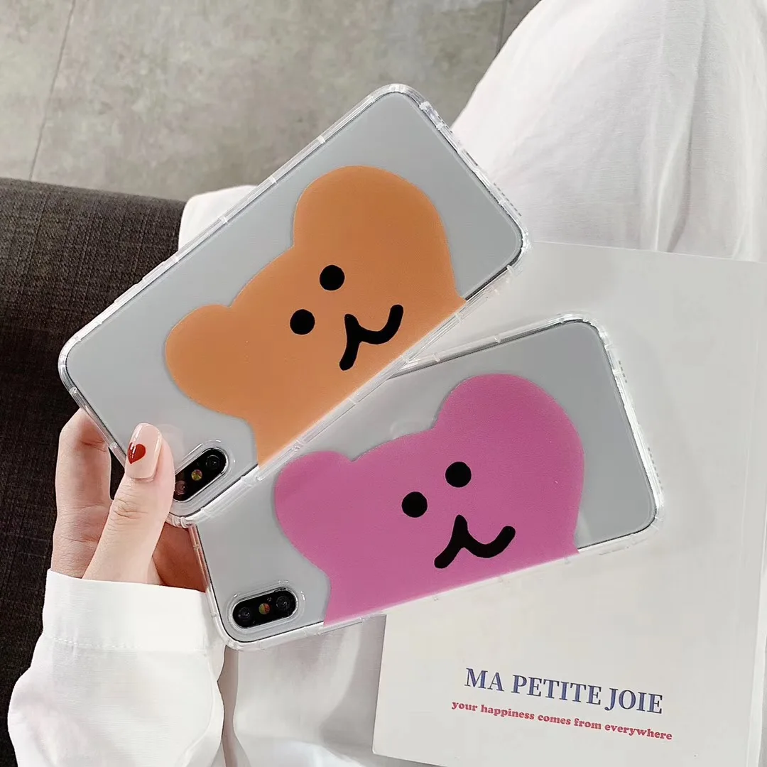 Korea Cartoon INS Rainbow Bear Cute avatar Transparent case for iphone X XS Max Xr 7 8 6s 6 Plus soft silicone cover Fundas |