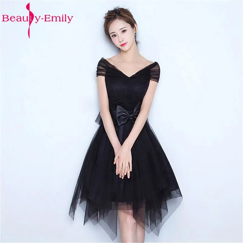 Платья для вечеринок Beauty Emily черные короткие платья до колена из тюля с открытой