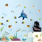Водостойкие наклейки для ванной, кухни, стикеры на стену-океан, глубоководные, морские, домашний декор, дельфин, рыба, декоративная наклейка, роспись, детская комната
