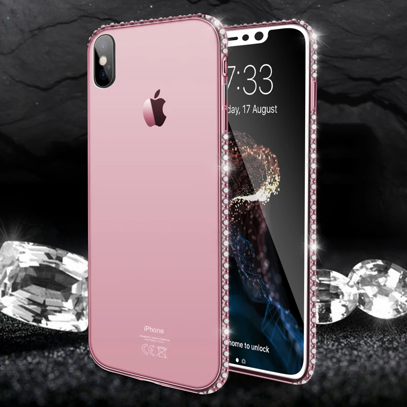 Pink Чехол для телефона Moskado для iPhone 11 Pro 7 X XR XS MAX 8 6 6s Plus 5 SE Блестящий Алмазный прозрачный Кристальный Мягкий ТПУ задний чехол s - Цвет: Pink