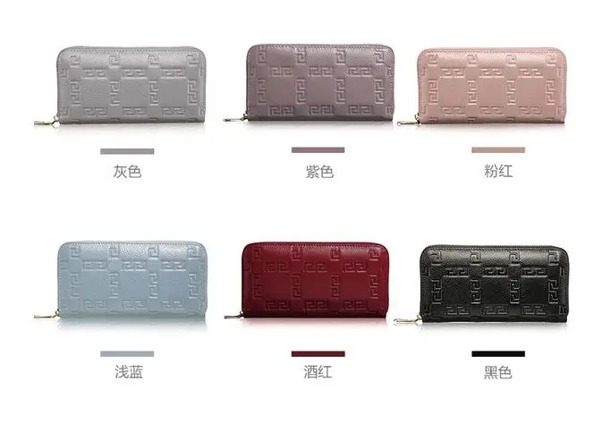 Горячая продажа натуральная кожа кошельки Дамская мода длинные из коровьей кожи