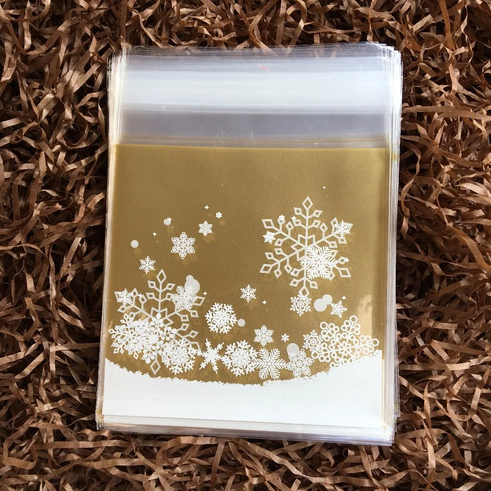 100 шт./лот желтый торт Снежинка упаковка для печенья пластиковый свадебный мешок